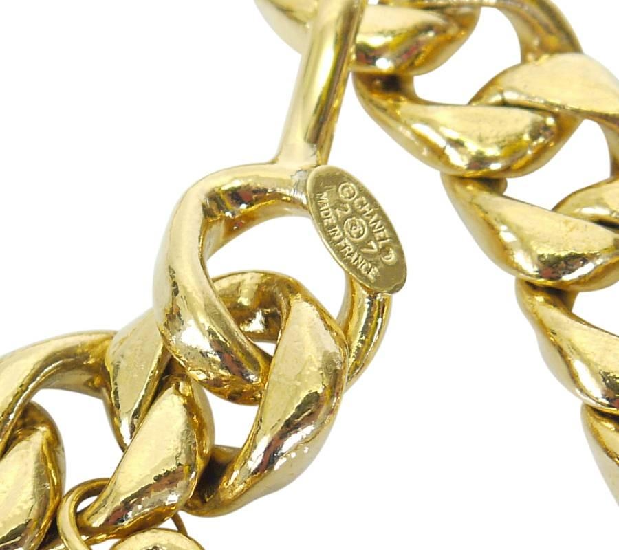 Vintage Chanel Big Charm Chunky Chain Belt Necklace Rare In Excellent Condition In Hiroshima City, JP
