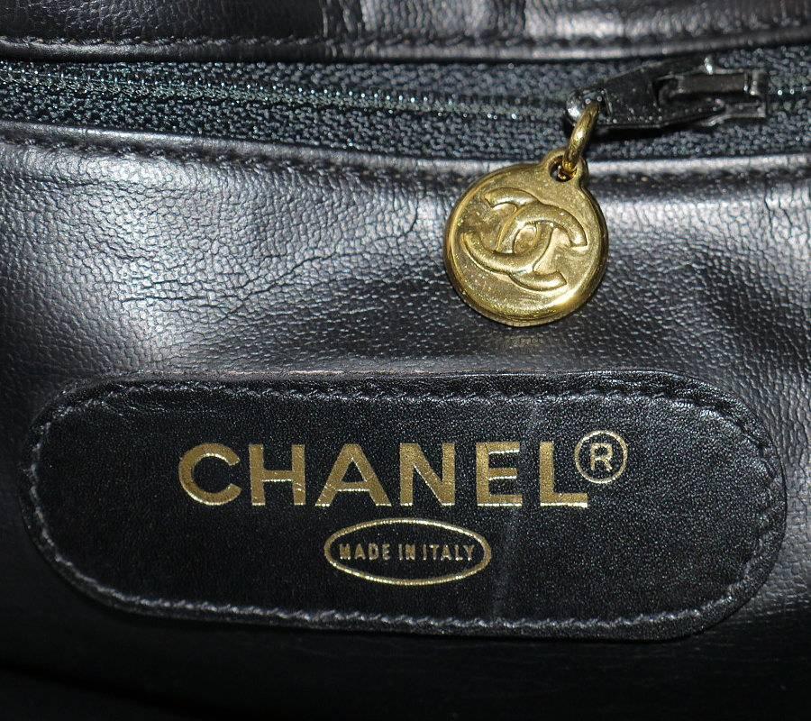 Vintage Chanel Black Lambskin Flat Quilt Boston Duffle Bag 1995 4