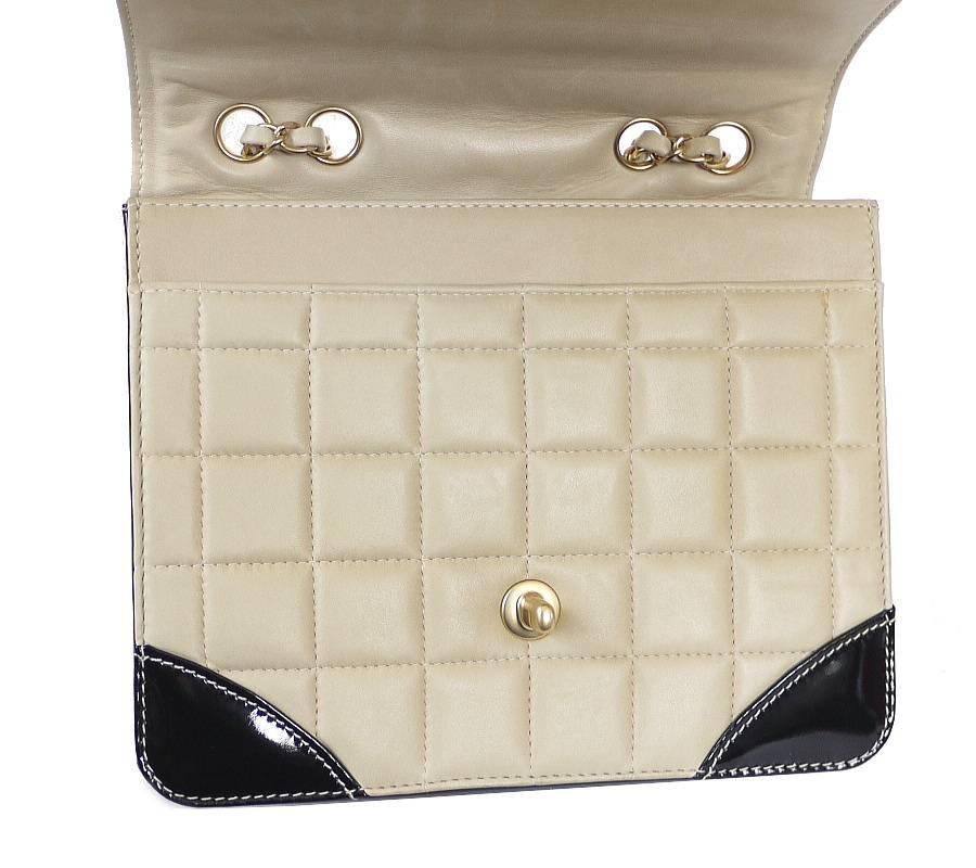 Beige Chanel Bicolor Calfskin Classic Flap Shoulder Bag