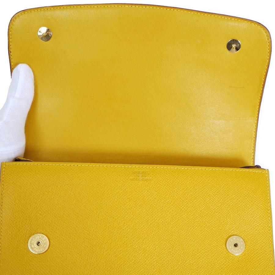 Rare Vintage Hermes Medor 2way Clutch Shoulder Bag Yellow  3