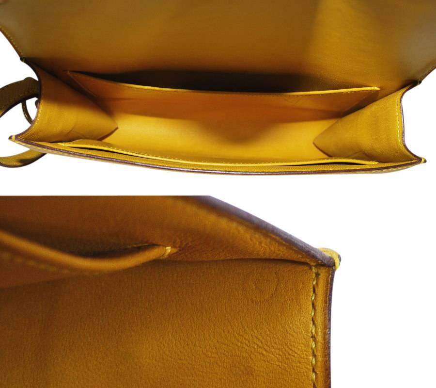 Rare Vintage Hermes Medor 2way Clutch Shoulder Bag Yellow  4