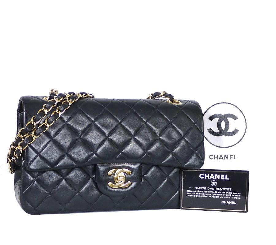 Chanel Black Lambskin 2.55 Double Flap Classic 23cm 6