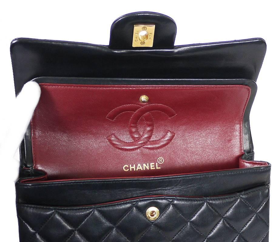 Chanel Black Lambskin 2.55 Double Flap Classic 23cm 4