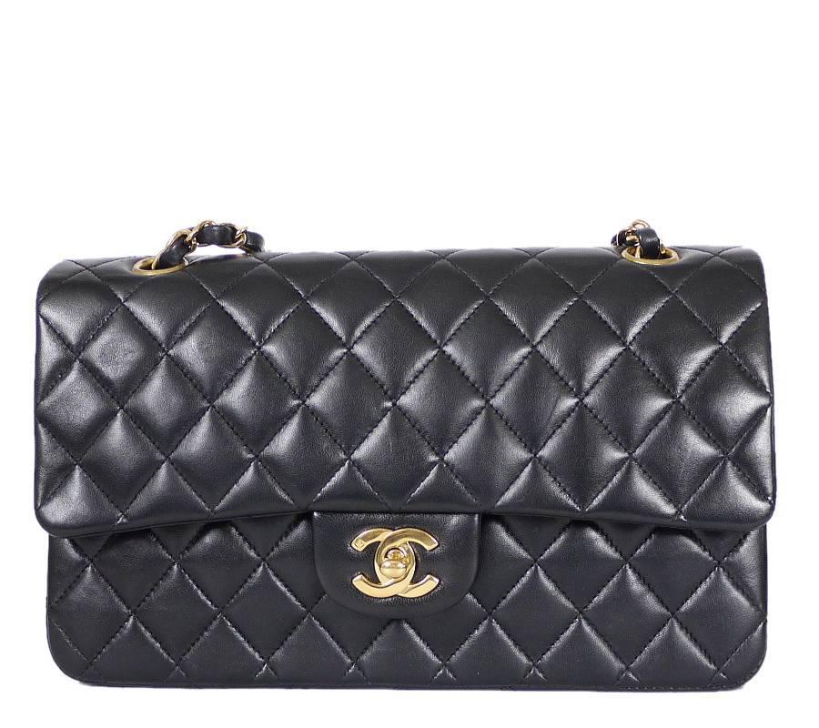 Chanel Black Lamb Skin 2.55 Double Flap Classic 25cm In Excellent Condition In Hiroshima City, JP