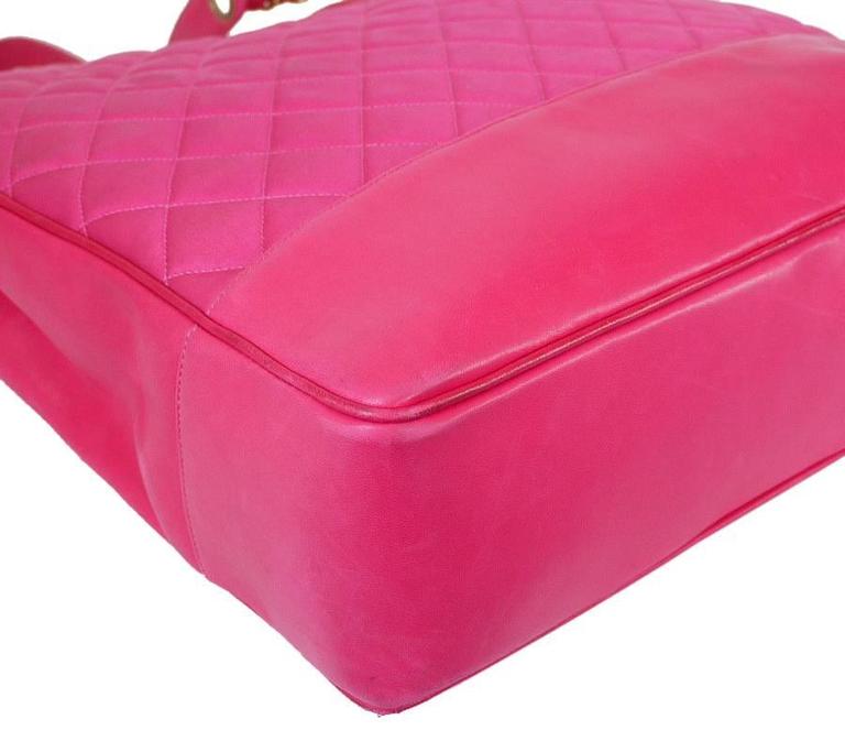 Vintage Chanel Hot Pink Large Shopping Tote Bag For Sale at 1stDibs