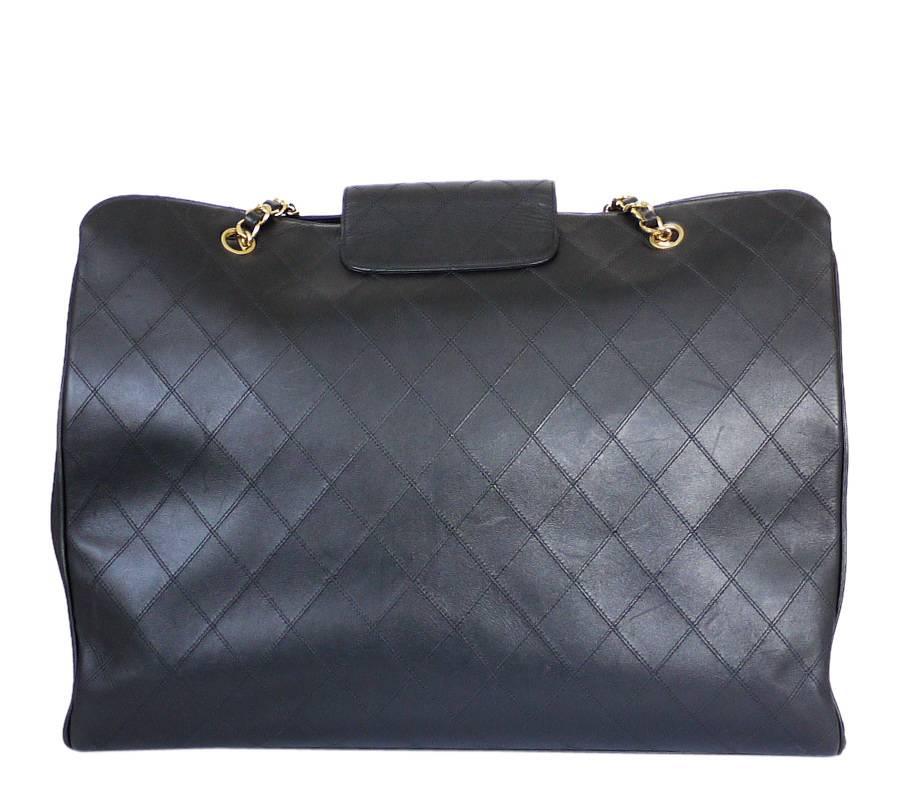 Vintage Chanel Lambskin Overnighter Weekender Shoulder Bag XL  In Excellent Condition In Hiroshima City, JP