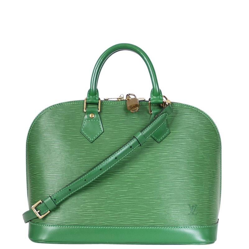 Louis Vuitton blue EPI alma handbag . Beautiful vintage ALMA handbag in excellent condition. 2way handbag with detachable shoulder bag. The most structured of the iconic Louis Vuitton handbags.

    Color : Green
    Material : Epi Leather
   