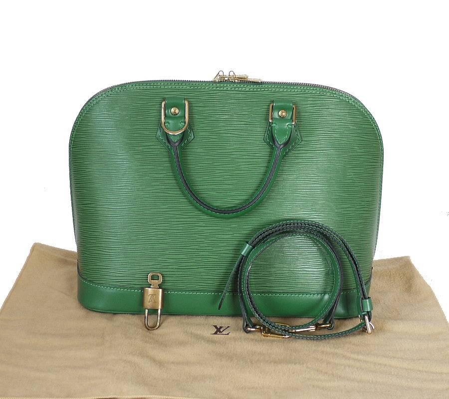 Louis Vuitton Green Epi Alma Handbag With Cross Body Strap  6
