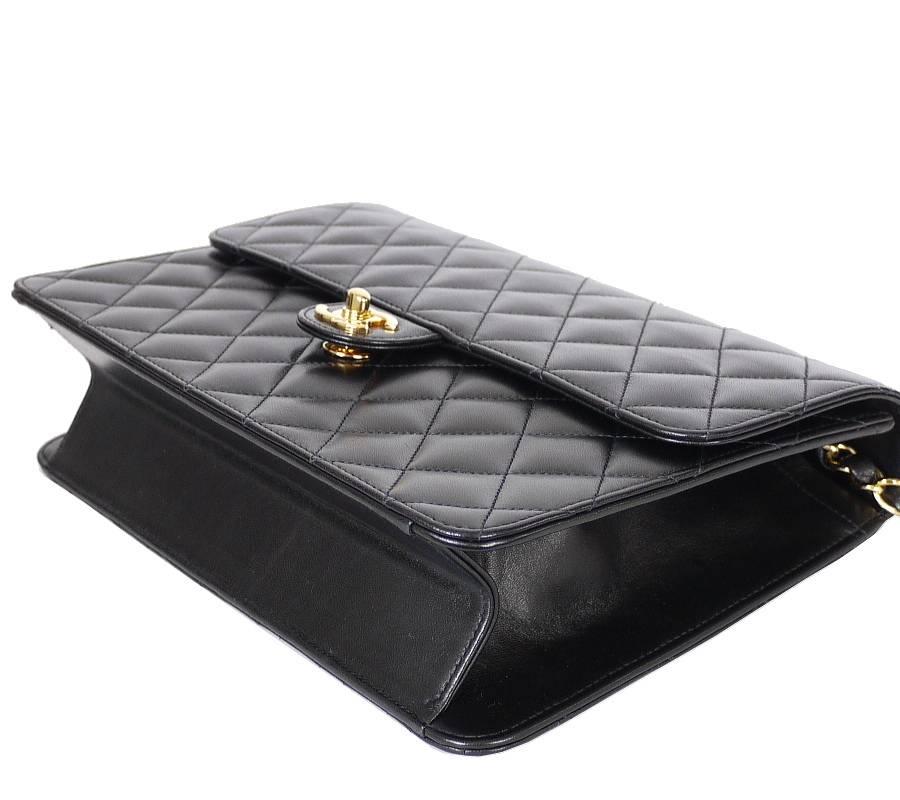 Women's Chanel Black Lamb Skin 2.55 3way Classic Flap Bag