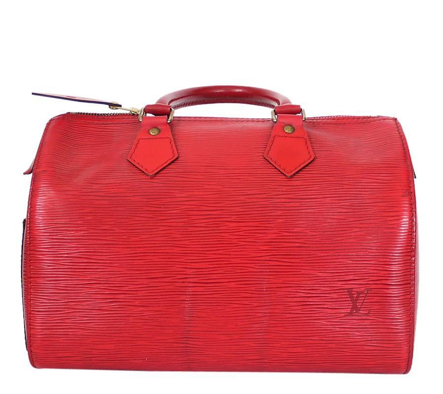Vintage Louis Vuitton Red Epi Speedy 25 City Tote Bag In Good Condition In Hiroshima City, JP