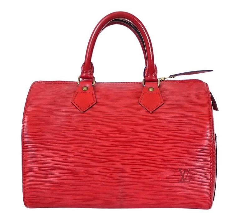 Vintage Louis Vuitton Red Epi Speedy 25 City Tote Bag at 1stdibs