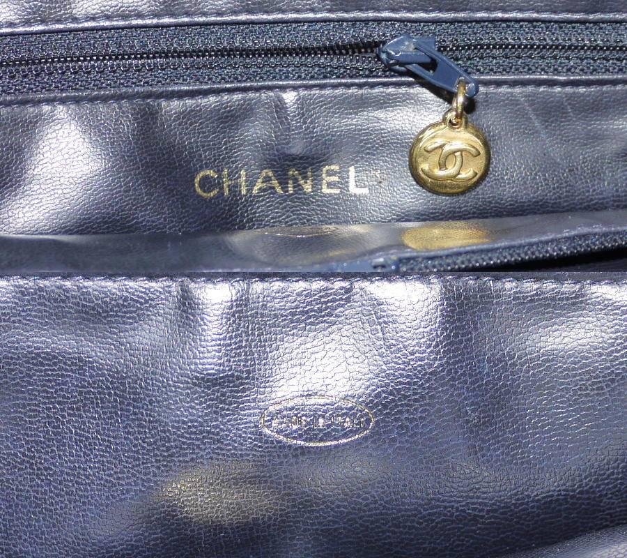 Vintage Chanel Navy Blue Caviar Shoulder Bag, Tote 2