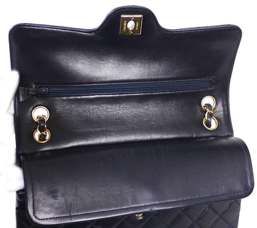 Vintage Chanel 2.55 Double Flap Classic Limited Edition Rare Navy  In Excellent Condition In Hiroshima City, JP