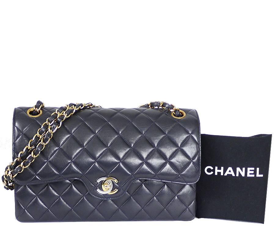 Vintage Chanel 2.55 Double Flap Classic Limited Edition Rare Navy  2