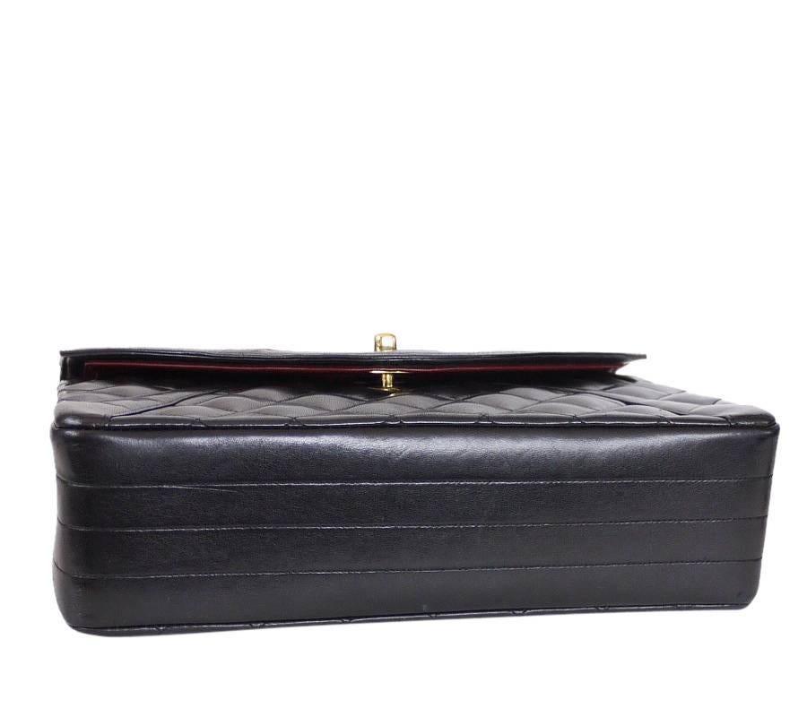 Vintage Chanel black lambskin 2.55 classic shoulder bag. This is the limited edition, rare Chanel bag from 1980s. Kept in excellent condition. Features a single flap with multiple storage compartment, adjustable sliding chain and gold CC turn lock