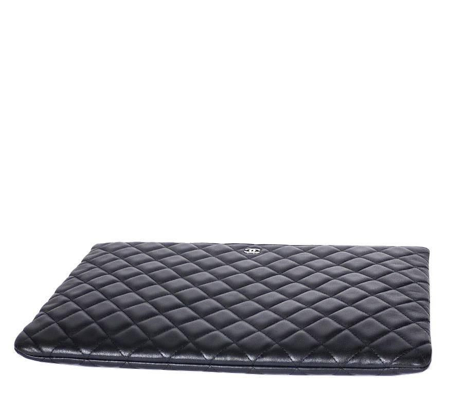 Women's Chanel Black Lambskin Over-sized Clutch Bag, Zippy Pouch XL
