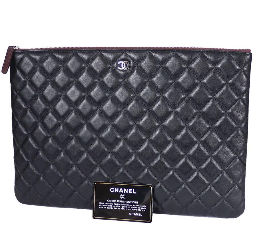 Chanel Black Lambskin Over-sized Clutch Bag, Zippy Pouch XL 6