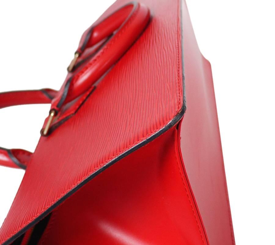Women's Louis Vuitton Red Epi Sac Triangle Wide Handbag