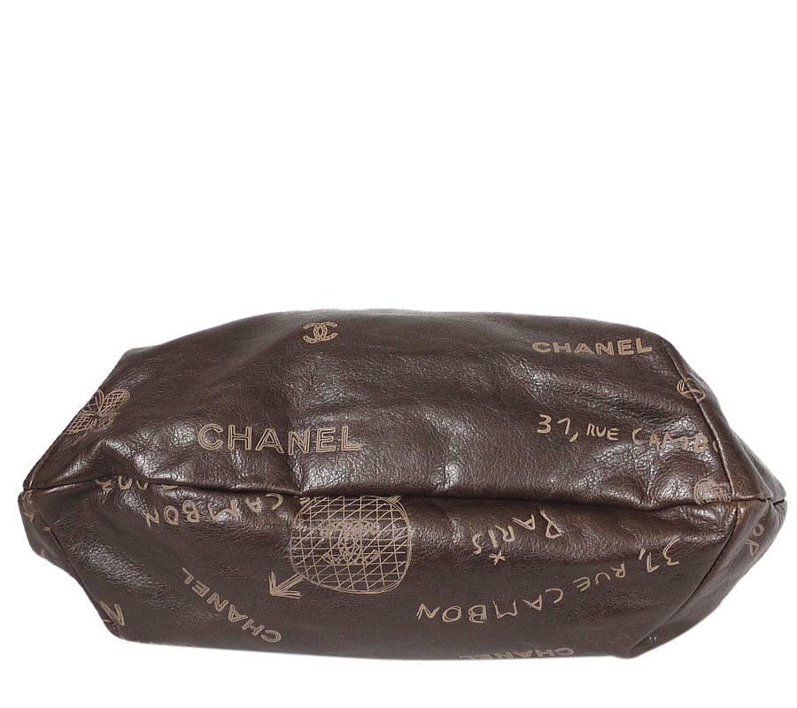 Women's Rare Chanel Brown Leather Graffiti Hobo, Large Shoulder Bag