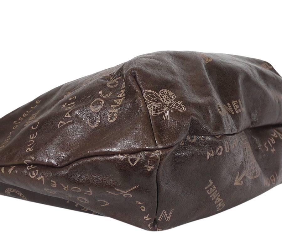 Rare Chanel Brown Leather Graffiti Hobo, Large Shoulder Bag 1