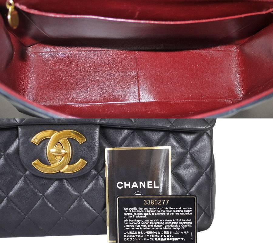 Vintage Chanel Lambskin Jumbo Classic Flap Bag XL Black 1