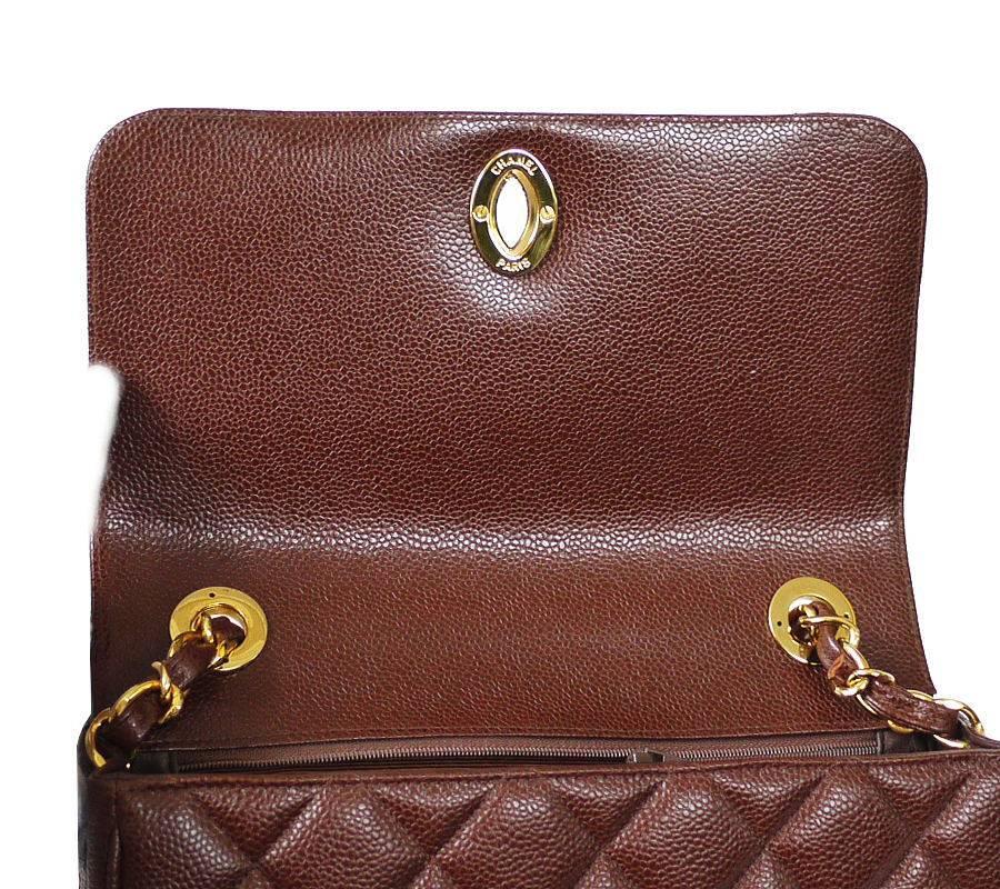 Women's Chanel Brown Caviar Skin Crossbody Classic Bag Vintage