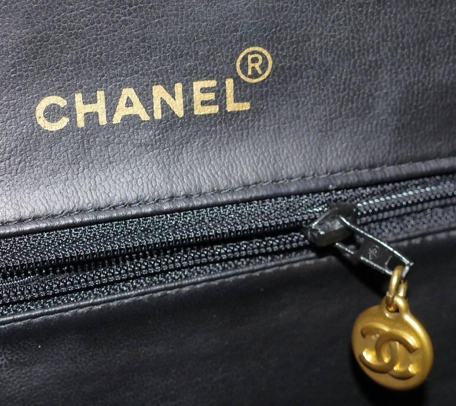Vintage Chanel Black Leather Letter Logo Jumbo Bowling Bag 5