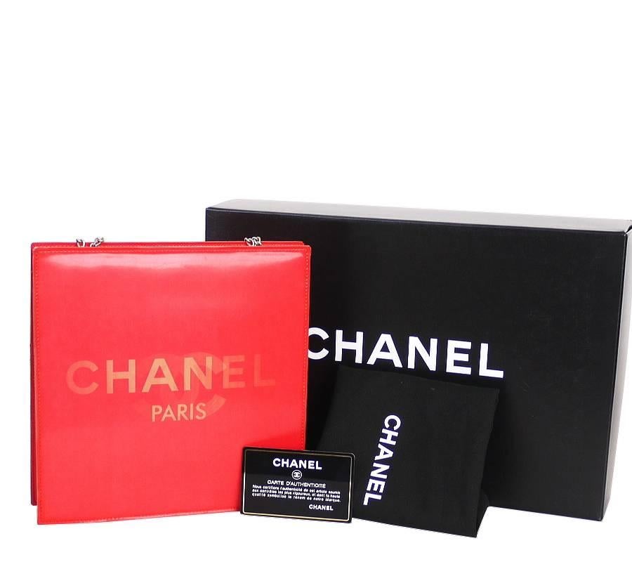 Vintage Chanel Hologram Chain Handbag, Evening Purse Red 3