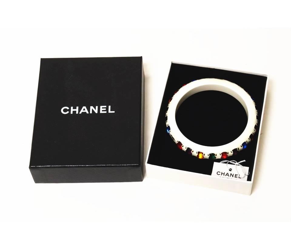Vintage Chanel Color Stone Bangle Bracelet For Sale 2