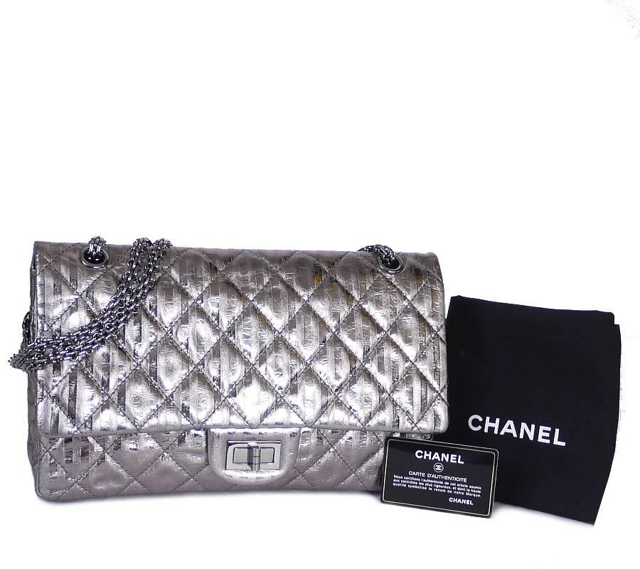 Chanel Metallic 2.55 Double Flap Jumbo Classic Shoulder Bag XL 4