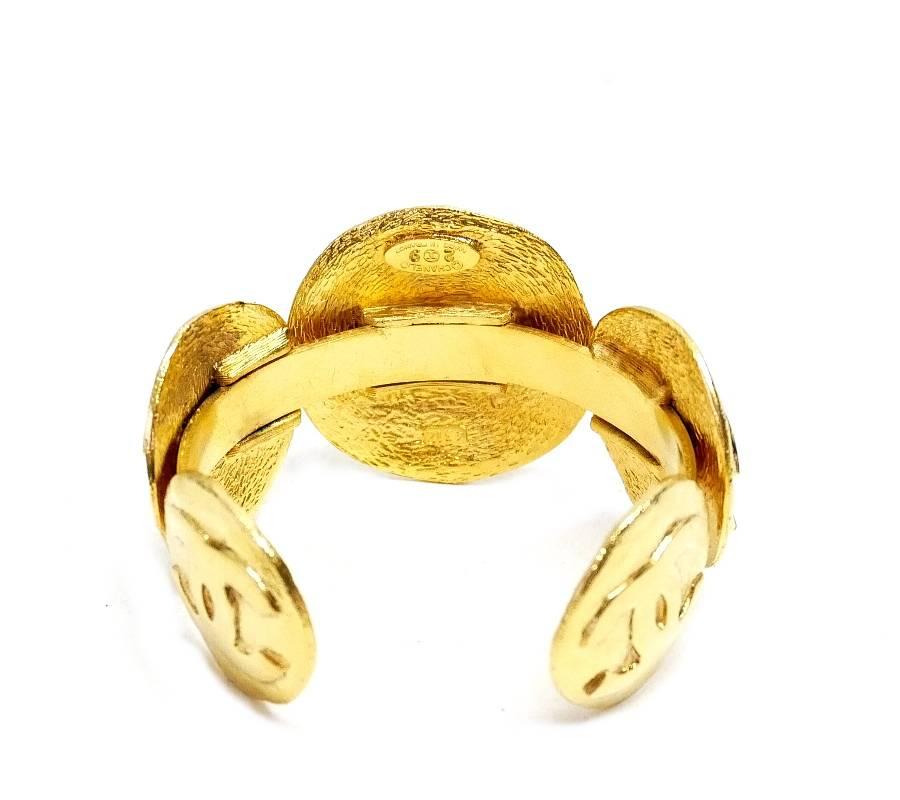 Vintage Chanel Gold Metal Bangle, Cuff Bracelet In Excellent Condition In Hiroshima City, JP