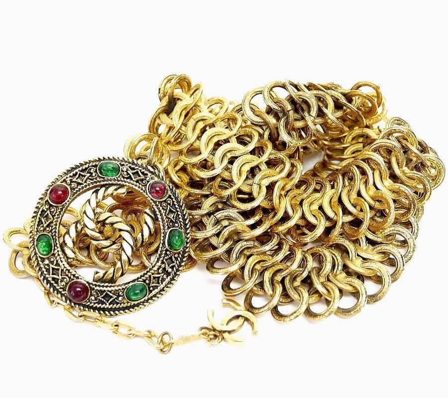 1980s Vintage Chanel Gripoix Chain Belt, Necklace Very Rare 4