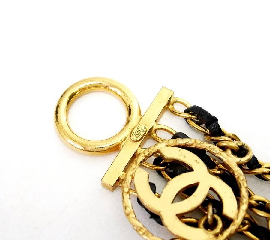 Women's Vintage Chanel Icon Charm Gold Chain Bracelet Rare