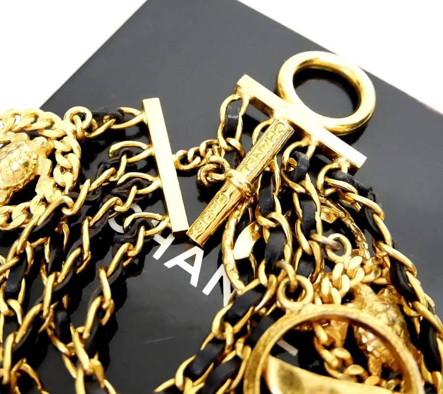 Vintage Chanel Icon Charm Gold Chain Bracelet Rare 1