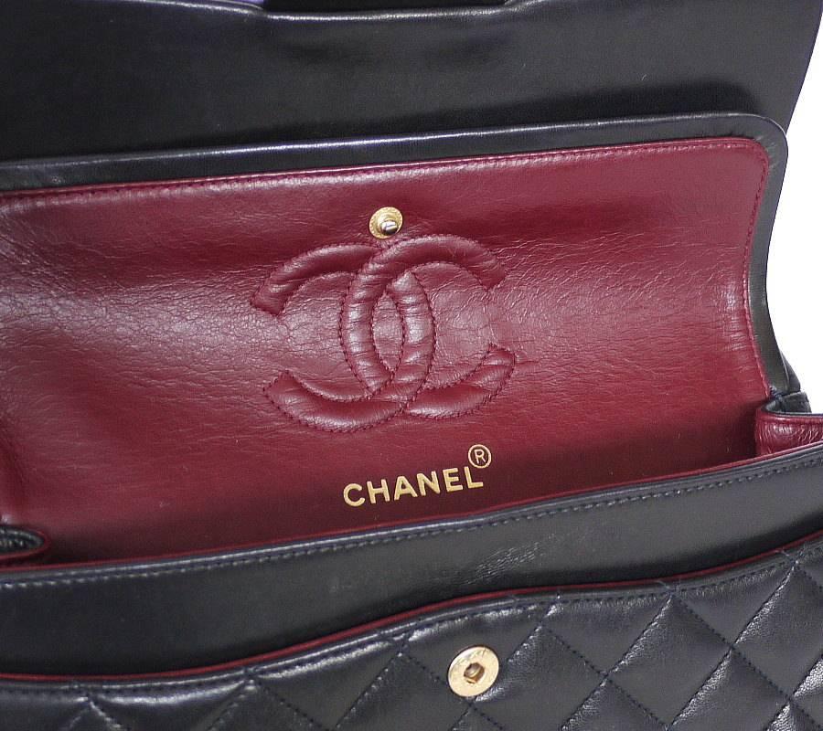Chanel Black Lambskin 2.55 Double Flap Classic 23cm 2