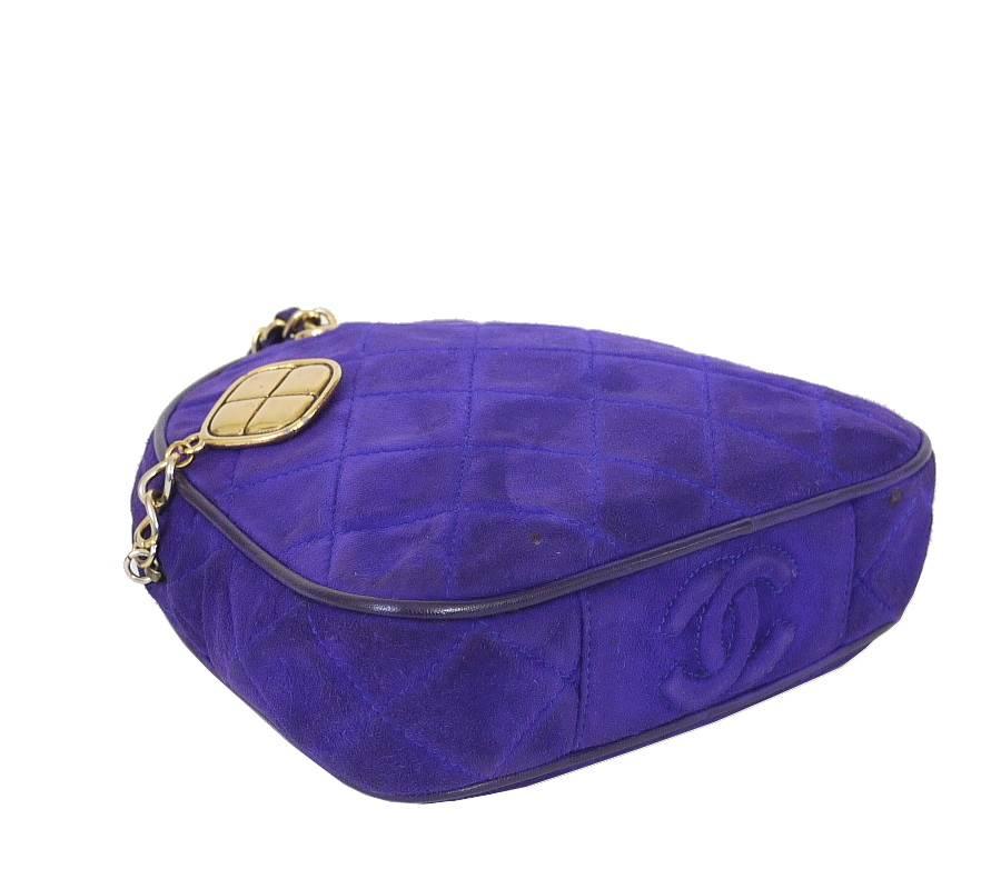 Women's Vintage Chanel Purple Suede Evening Bag, Wristlet