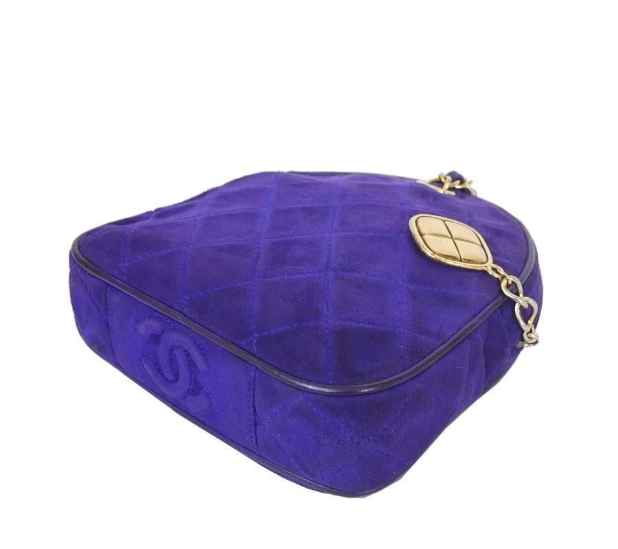 Vintage Chanel Purple Suede Evening Bag, Wristlet 1