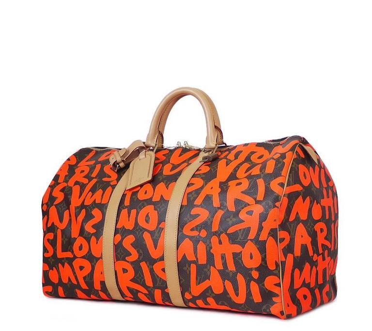 LOUIS VUITTON Monogram graffiti Keepall 50 Boston Bag Orange M93699 auth  29908a Cloth ref.600029 - Joli Closet
