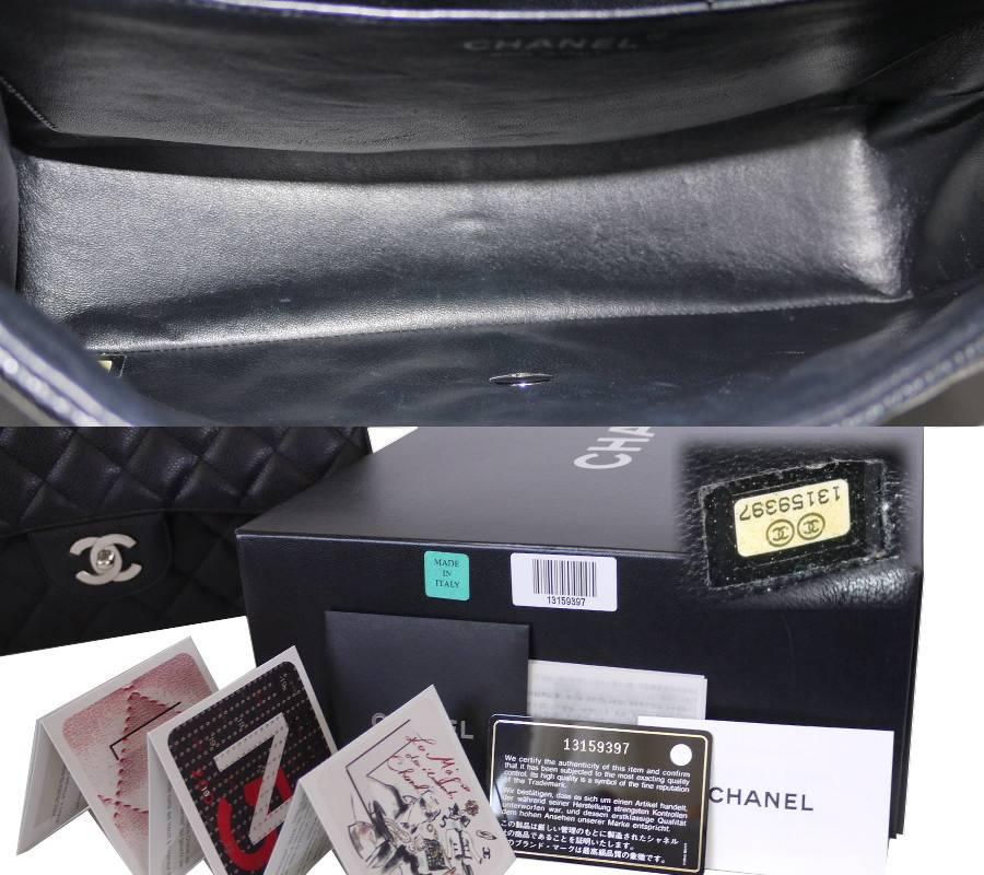 Chanel Black Caviar Jumbo Maxi Classic Flap Bag Silver 2