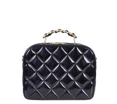 Chanel Black Patent 2way Lunch Box Crossbody Bag Rare