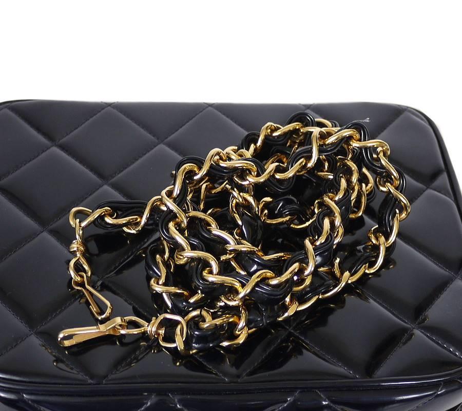 Women's Chanel Black Patent 2way Lunch Box Crossbody Bag Rare