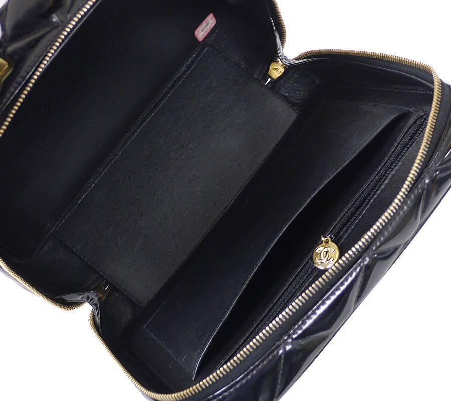Chanel Black Patent 2way Lunch Box Crossbody Bag Rare 1