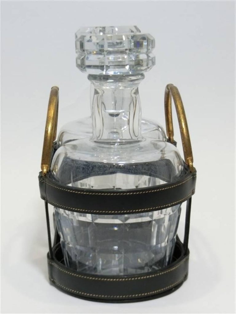 Vintage Hermes whiskey whisky decanters and Leather Carrier at 1stDibs