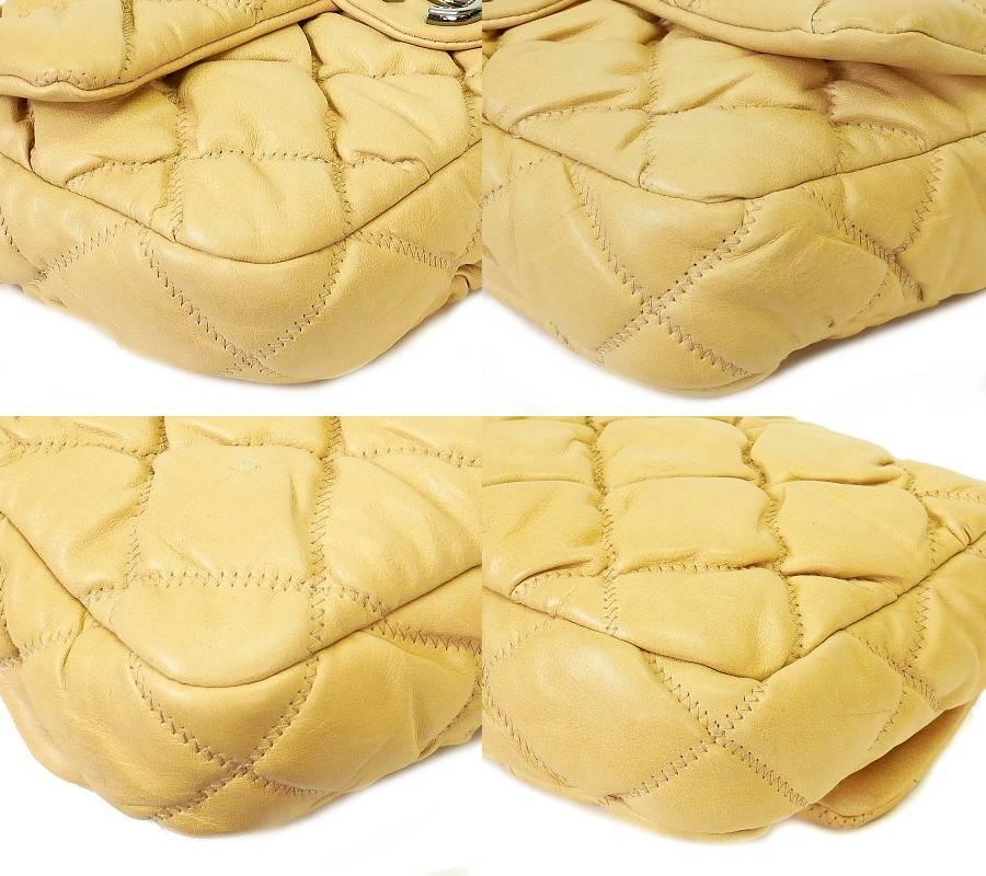 Orange  Chanel 2.55 Bubble Quilted Classic Chain Shoulder Bag Beige For Sale