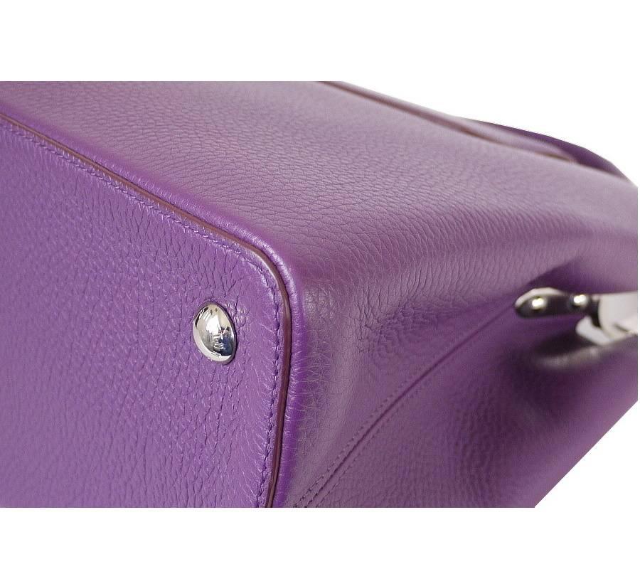Purple Louis Vuitton Capucines MM Handbag Tote Violet