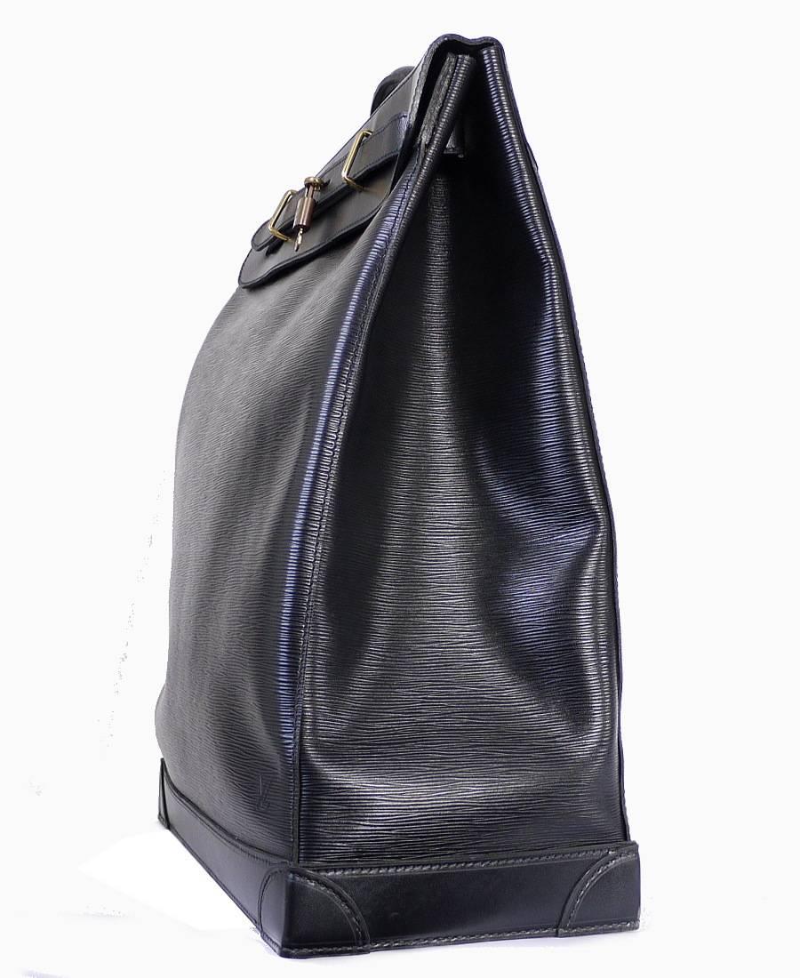 Women's or Men's Louis Vuitton Black Epi Steamer 45 Travel Bag 1990s
