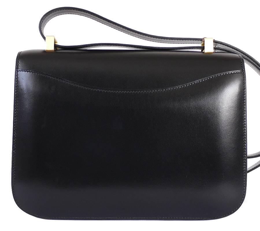 Hermes Black Box Calf Constance 23 Flap Bag In New Condition In Hiroshima City, JP