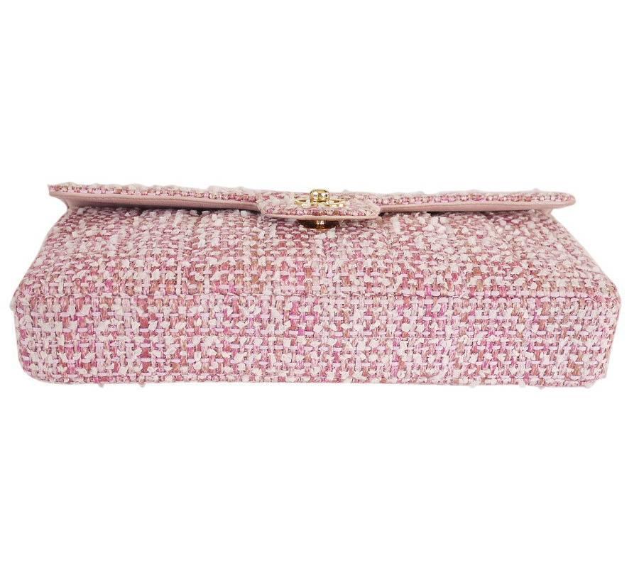 Chanel Pink Tweed 2way Wristlet Clutch Shoulder Bag In Good Condition In Hiroshima City, JP