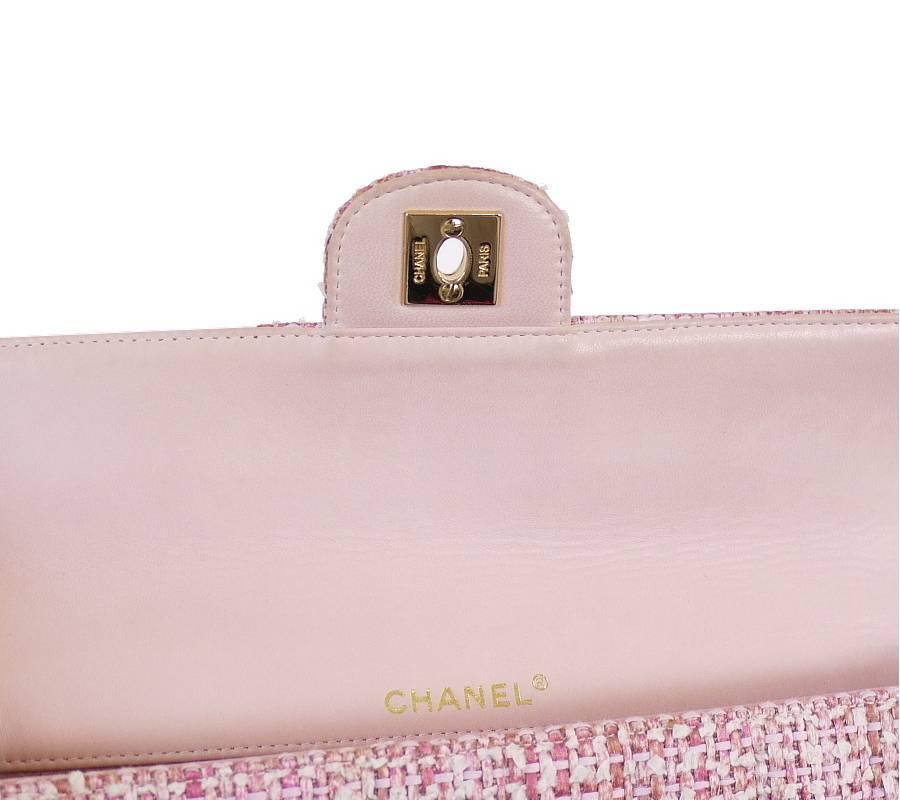 Women's Chanel Pink Tweed 2way Wristlet Clutch Shoulder Bag