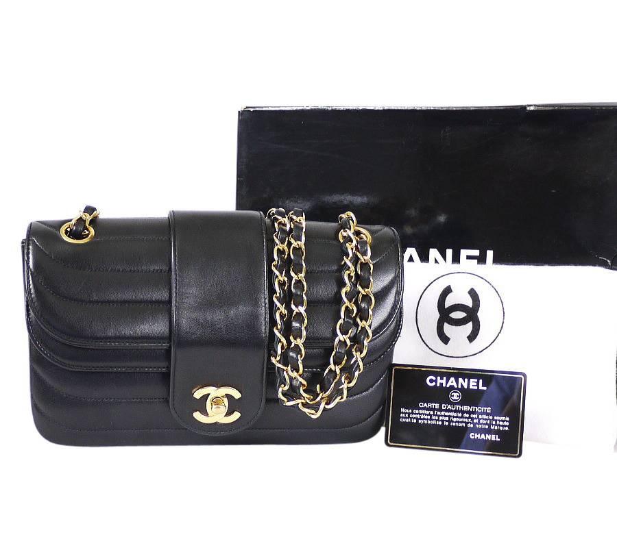 Chanel Black Lambskin 2.55 Double Flap Classic Rare 6